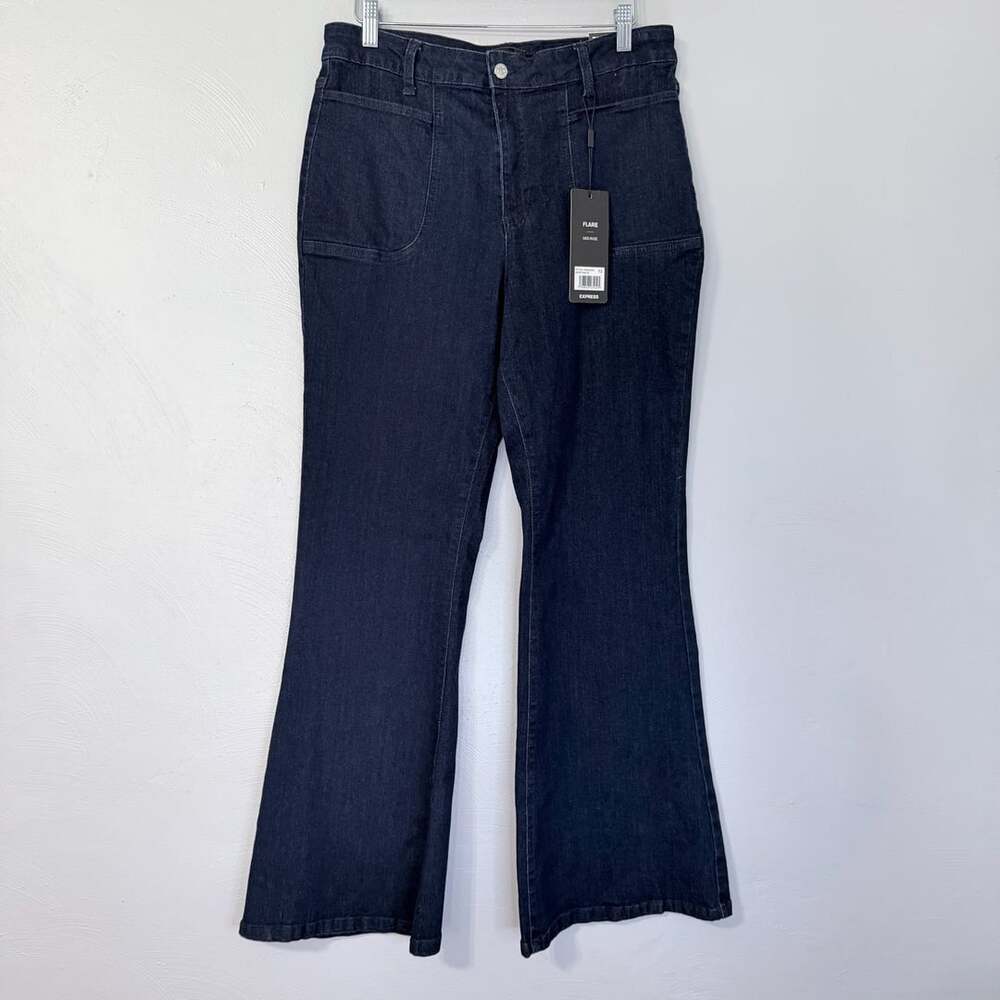 Express Flare Mid-Rise Dark Wash Denim Jeans Size 12 Nwt